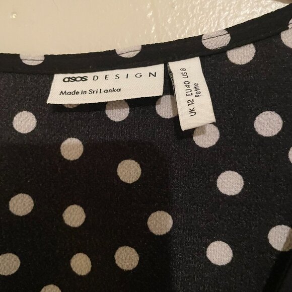 Asos Tie Front Botton Through Petite Midi Dress - Picture 3 of 3